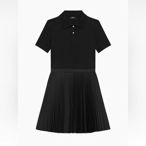 Theory Pleated Stretch Wool-Blend Polo Mini Dress